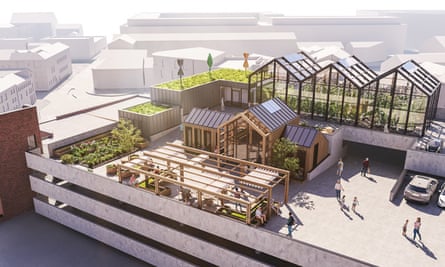 Designs for the urban farm on top of Vyse street car park from Slow Food Birmingham.
