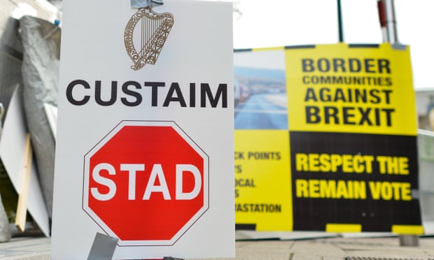 Protest signs at Irish border