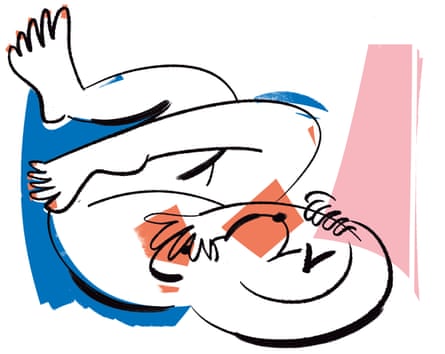 An illustration of a woman touching her own breast