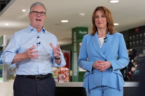 Keir Starmer and Rachel Reeves at a children’s activity centre in Essex, Britain.