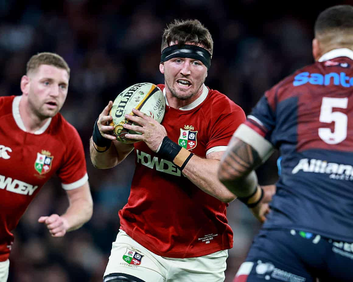 British & Irish Lions flanker Tom Curry in action