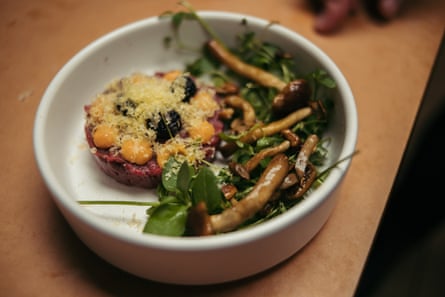 Game tartare, one of Sean Sherman’s signature dishes at Owamni.