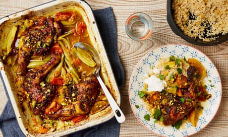 Thomasina Miers’ recipe for Moroccan chicken tray bake