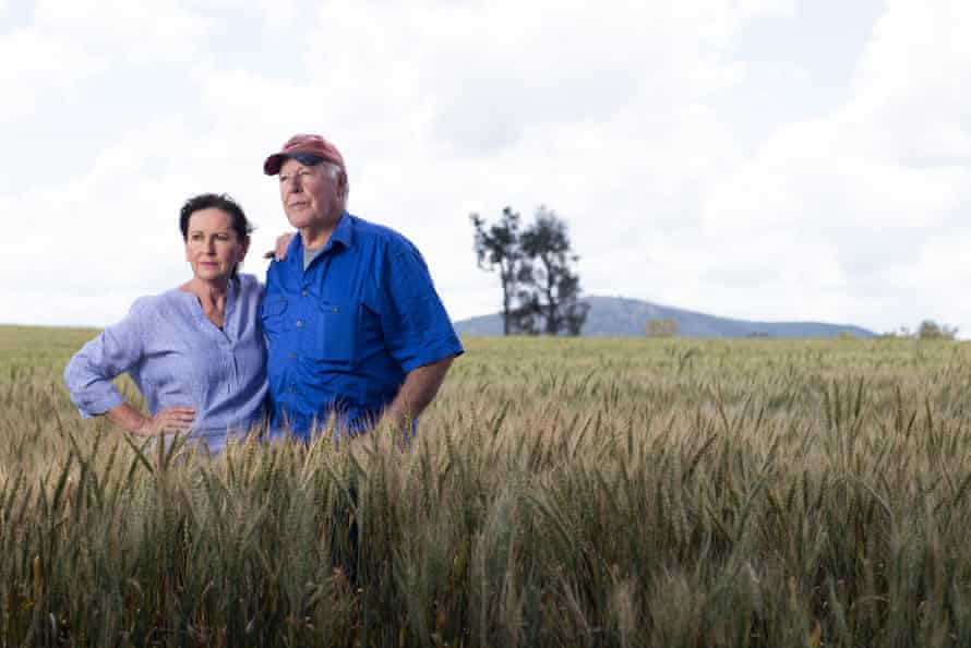 Caroline and Ashley Hermes of Bethungra, NSW, in their wheatfield