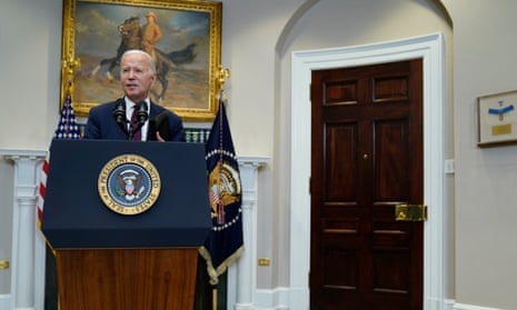 Joe Biden prepares to leave after speaking on the Supreme Court ruling on affirmative action in college admissions in the Roosevelt Room of the White House, Thursday, June 29.