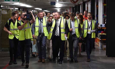 Mike Ashley leads a tour of Sports Direct’s Shirebrook facility