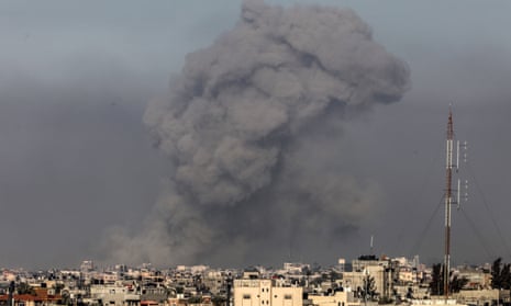 Smoke rises over residential areas in Khan Younis after Israeli attacks