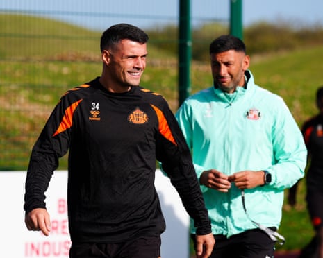 Sunderland's Granit Xhaka takes part in a training session in preparation for their Europa League match at Torreense.