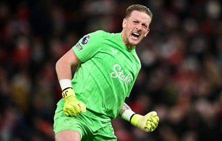 Jordan Pickford punches the air