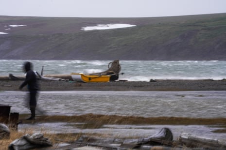 A beach scene during a storm