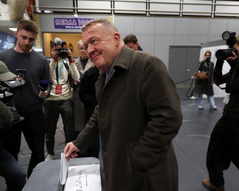 Denmark's foreign minister and head of the Moderates, Lars Løkke Rasmussen, votes at a polling station in Graested, Denmark.