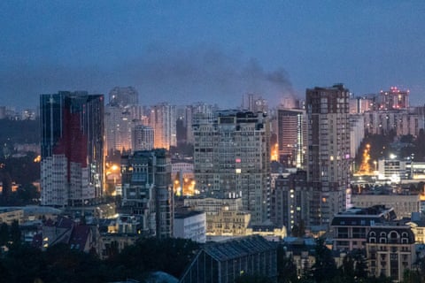 Smoke rises above Kyiv