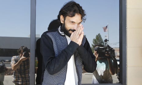 Ajay Kumar, 33, greets reporters and supporters after being released on bond from Immigrations and Customs Enforcement in El Paso, Texas, on Thursday.