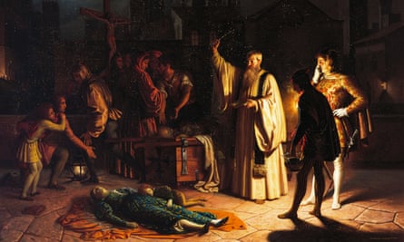 A scene of the plague in Florence in 1348 described by Boccaccio, by Baldassarre Calamai (1787-1851).