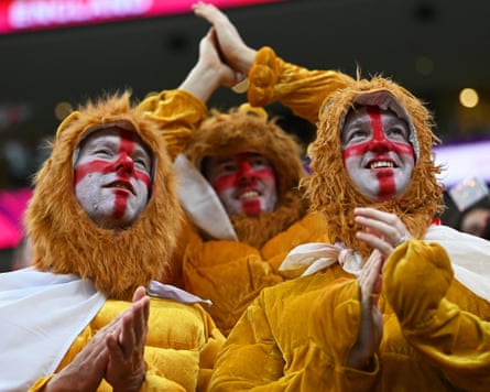 England fans dressed as lions during the last World Cup finals in Qatar