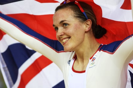 Celebrating beating Anna Meares to the sprint gold medal in Beijing in 2008.