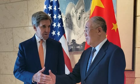 US special presidential envoy for climate John Kerry with his Chinese counterpart Xie Zhenhua in Beijing, July 2023.