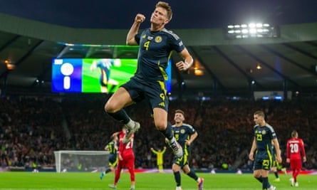 Scott McTominay celebrates after scoring Scotland’s equaliser.