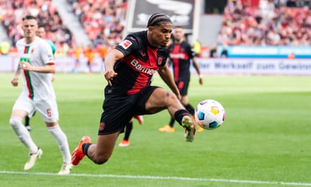 Amine Adli in action against Augsburg on Saturday.