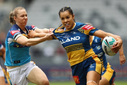 Tiana Penitani in action for the Parramatta Eels in an NRLW match against Gold Coas in March.