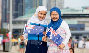 A picture of two girls wearing hijabs was taken at a 2016 Australia Day event in Docklands. The photograph was used in a 2017 Australia Day billboard which included rolling images of people from different backgrounds.