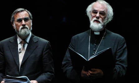 Jonathan Sacks and Rowan Williams at the National Holocaust Memorial Day ceremony in the Liverpool Philharmonic Hall, 2008.