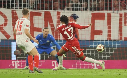 Michael Olise scores against RB Leipzig