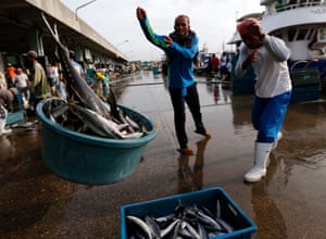 Filipino workers at the fish port in General Santos City, southern Philippines.