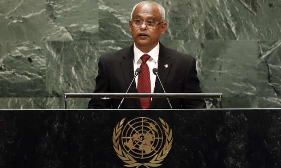 President Ibrahim Mohamed Solih addresses the United Nations general assembly in September.