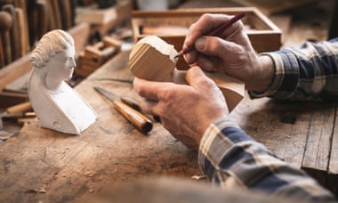 Woodworker practicing his craft