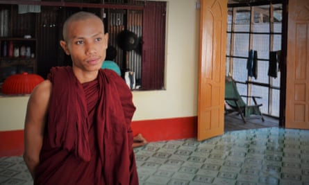 Young monk Ma Ni Ta pictured inside the monastery in Thaungtan village, Myanmar.