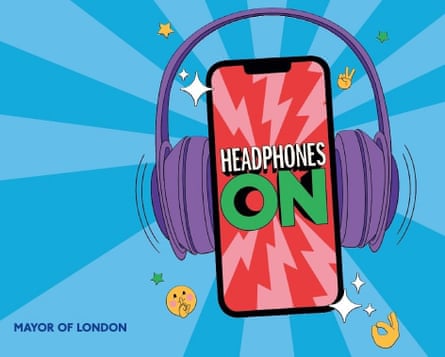 Transport for London poster asking passengers to use their headphones on public transport