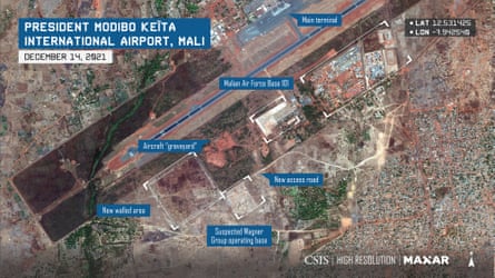 A satellite image of President Modibo Keïta International Airport in Mali
