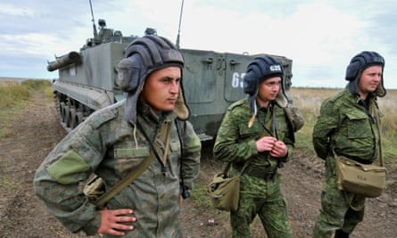 Entrenamiento de reclutas rusos en la región de Rostov del Don, en el sur de Rusia, 4 de octubre de 2022.