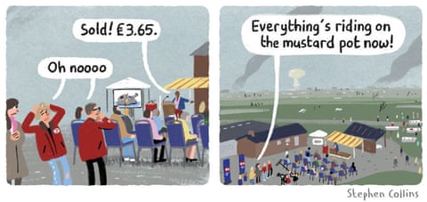 A series of cartoon images of the TV show Bargain Hunt in which a couple find the Rules-Based International Order, panel 6