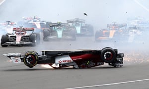 Young photographer, highly commended - Alfa Romeo’s Guanyu Zhou and Mercedes’ George Russell crash out at the start of the British Grand Prix at Silverstone, Northamptonshire, on 3 July 2022.
