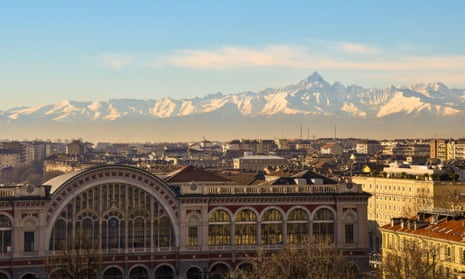Rooftops view of Turin on a sunny winter day.
