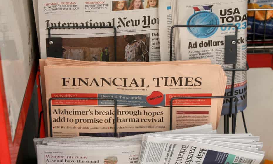 The Financial Times on a news stand