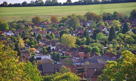 Houses and green belt land in Guildford, Surrey