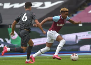 Grady Diangana, pictured in pre-season action for West Ham against Brentford, scored eight goals in 30 appearances for West Brom.