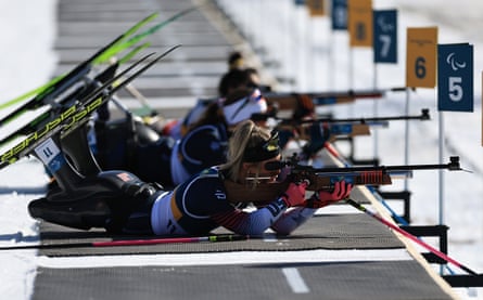 Oksana Masters competes in Saturday’s women’s 7.5km sitting sprint.