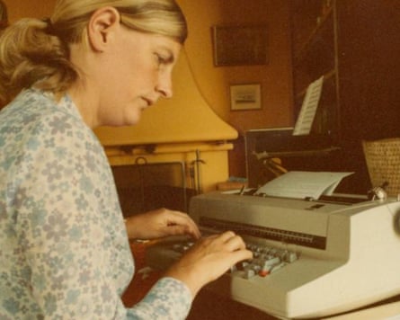 A woman typing