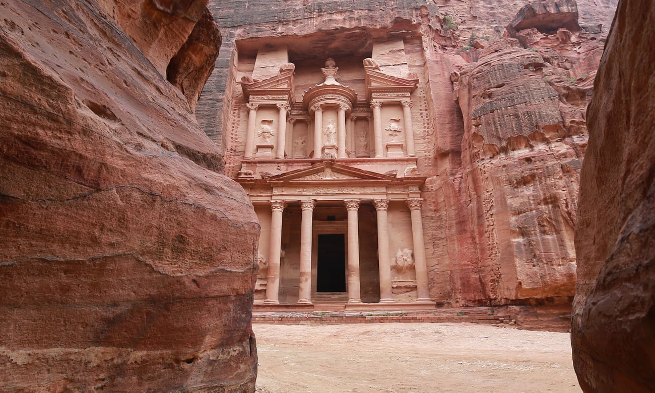 The empty treasury site in the ancient city of Petra, photographed on 17 March.