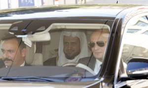 Saud al-Mojeb leaves the courthouse after a meeting with Istanbulâs chief public prosecutor.
