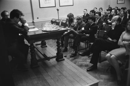 Paul McCartney attends a lecture by electronic experimentalist Luciano Berio.