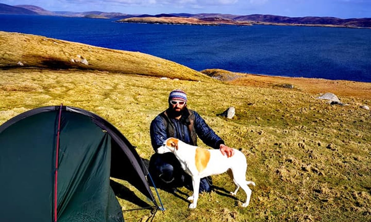 Ex Paratrooper Walking Uk Coastline Isolates On Empty Shetland