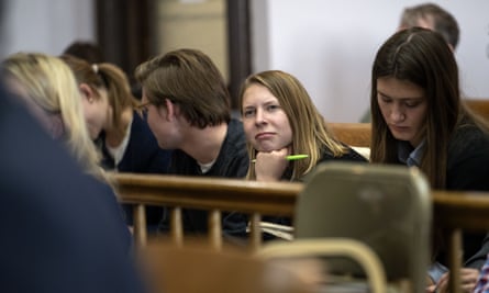Plaintiffs listen to testimony at the trial in Helena, Montana on 19 June 2023.