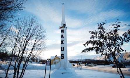 A model of a ‘sounding’ rocket is placed in the centre of Kiruna.