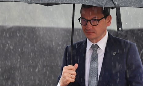 The Polish prime minister Mateusz Morawiecki, arriving at an EU-western Balkans summit in Slovenia on Wednesday.