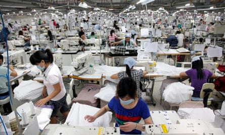 Women working in a textile factory in Guangdong province, China